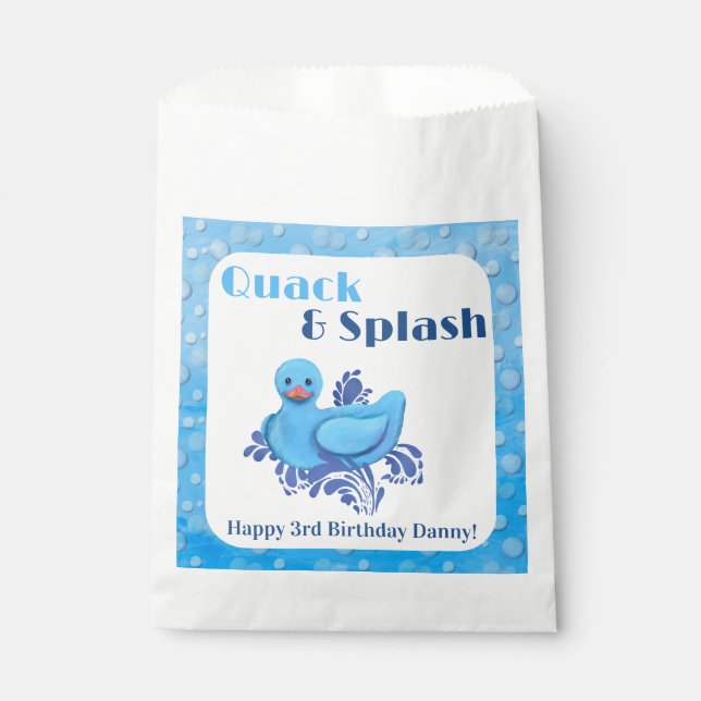 Quack and Splash Duck 3rd Birthday Favour Bag (Front)