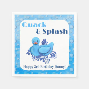 Quack and Splash Duck 3rd Birthday Invitation Napkin