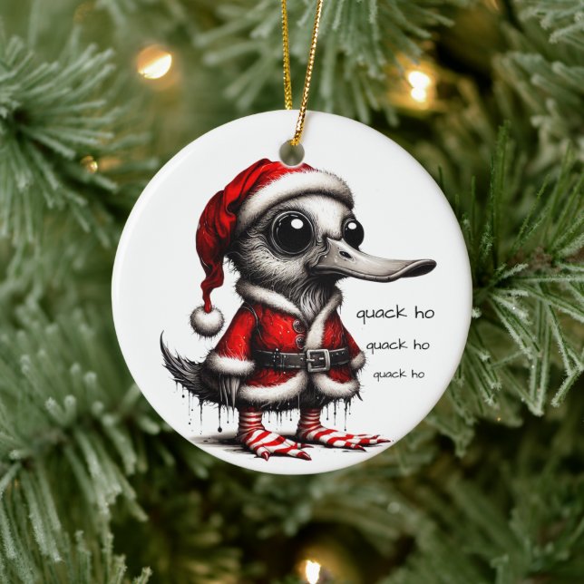 Quack Ho Duck Christmas Ceramic Ornament (Tree)