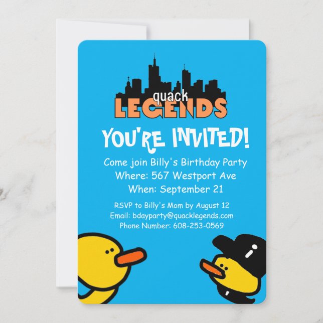 Quack Legends Birthday Party Invitation (Front)