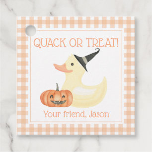 Quack or Treat Duck Cute Orange Halloween Kids Favour Tags