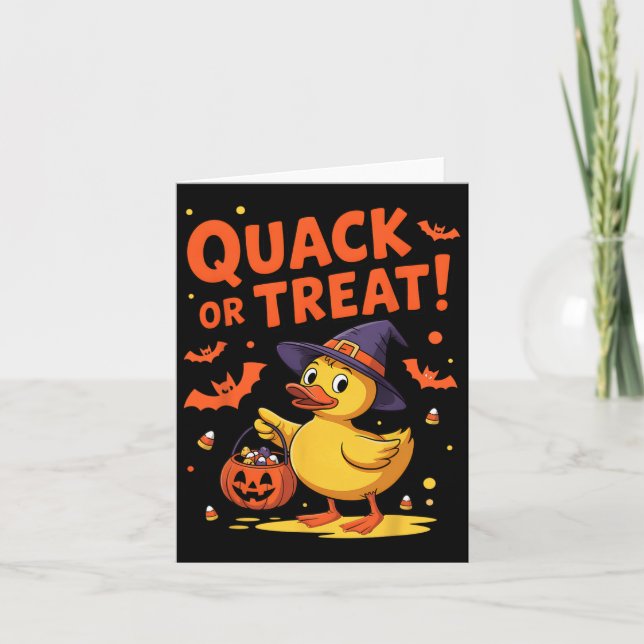 Quack Or Treat Funny Rubber Duck Duckie Halloween  Card (Front)