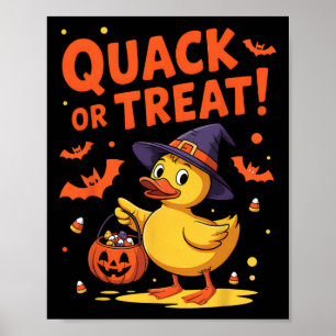 Quack Or Treat Funny Rubber Duck Duckie Halloween Poster