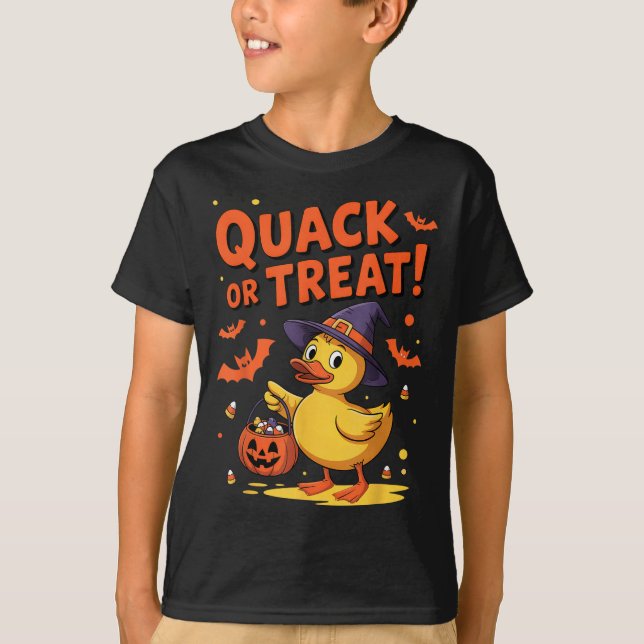Quack Or Treat Funny Rubber Duck Duckie Halloween  T-Shirt (Front)