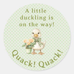 Quack! Quack! Says the Duck in Gingham Check Bow  Classic Round Sticker