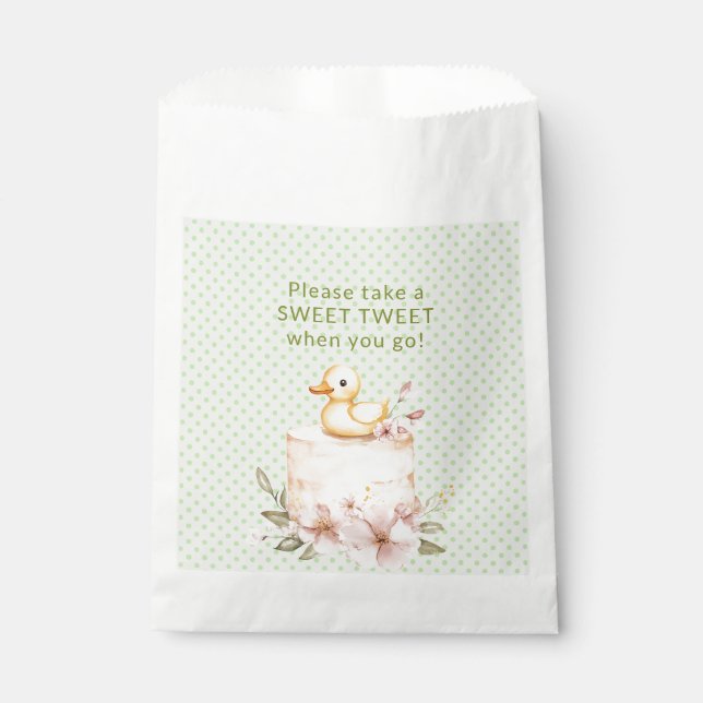 Quack! Quack! Says the Duck in Gingham Check Bow  Favour Bag (Front)