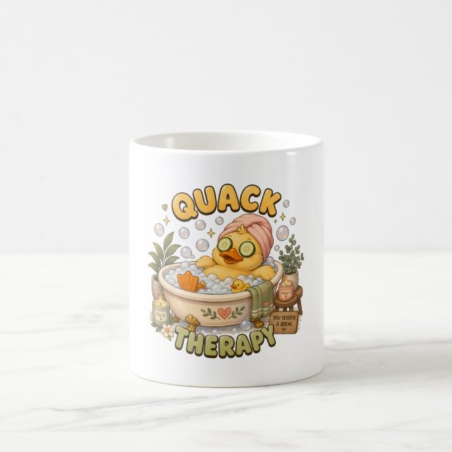 Quack Therapy Cute Spa Duck Kawaii Coffee Mug (Center)