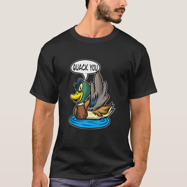 Quack You Duck Middle Finger Duck T-Shirt (Front)