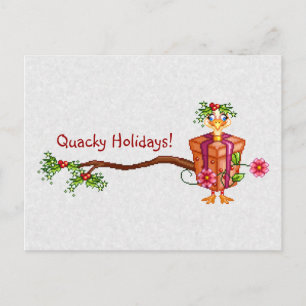 Quacky Holidays Ducks Pixel Art Holiday Postcard
