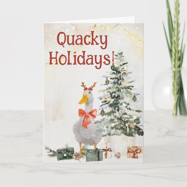 Quacky Holidays Festive Cute Duck Card (Front)