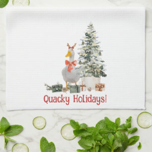 Quacky Holidays Festive Cute Duck Kitchen Towel