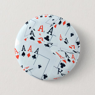 Quad Aces Poker Cards Pattern, 2 Inch Round Button