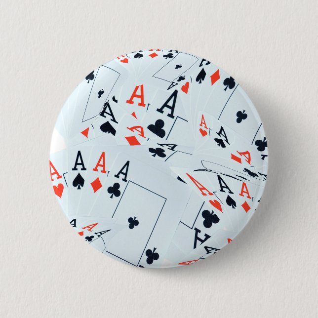 Quad Aces Poker Cards Pattern, 2 Inch Round Button (Front)