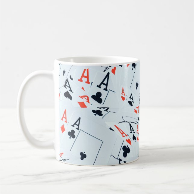 Quad Aces Poker Cards Pattern, Coffee Mug (Left)