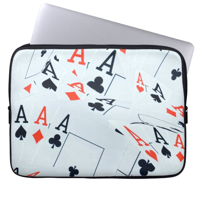 Quad Aces Poker Cards Pattern, Laptop Sleeve (Front)
