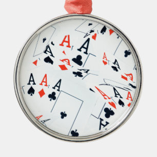 Quad Aces Poker Cards Pattern, Metal Ornament