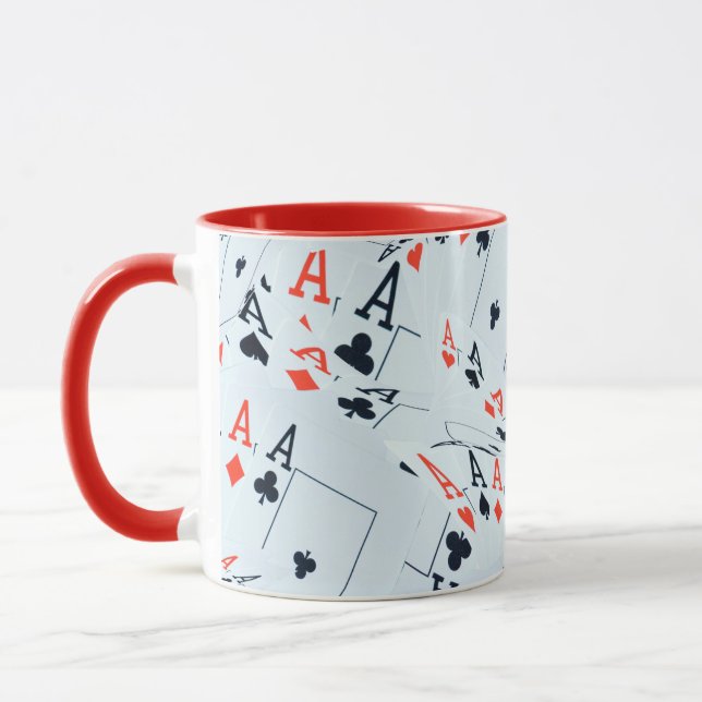 Quad Aces Poker Cards Pattern, Mug (Left)