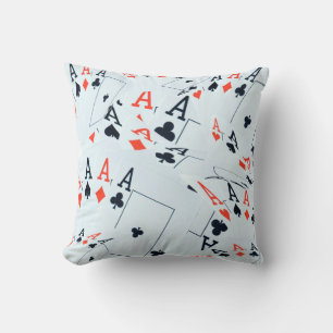 Quad Aces Poker Cards Pattern, Throw Pillow