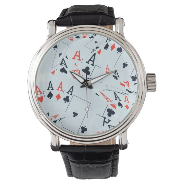 Quad Aces Poker Cards Pattern, Watch (Front)