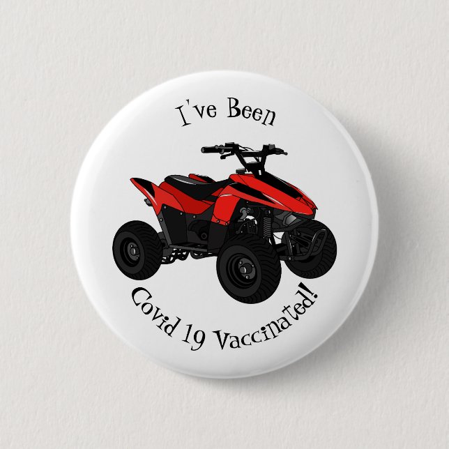 Quad bike atv cartoon illustration 2 inch round button (Front)