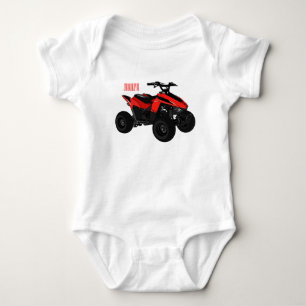 Quad bike atv cartoon illustration  baby bodysuit