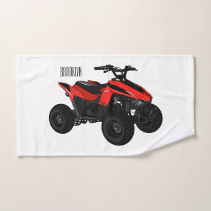 Quad bike atv cartoon illustration  bath towel set