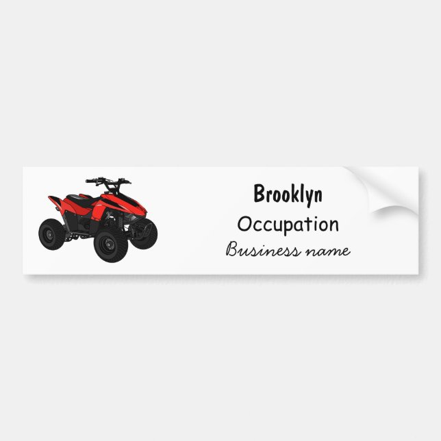 Quad bike atv cartoon illustration bumper sticker (Front)