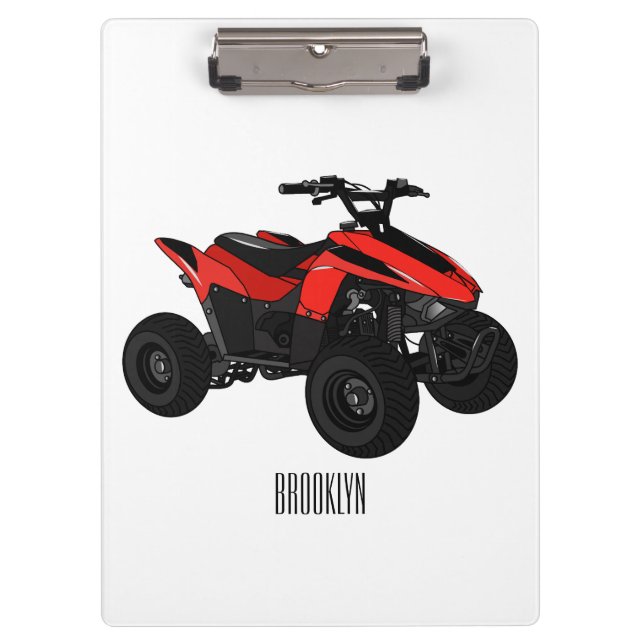 Quad bike atv cartoon illustration  clipboard (Front)