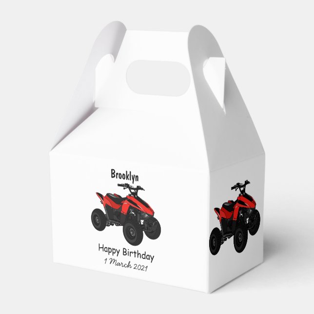 Quad bike atv cartoon illustration favor box (Front Side)