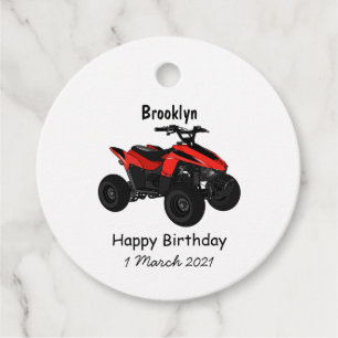 Quad bike atv cartoon illustration favour tags