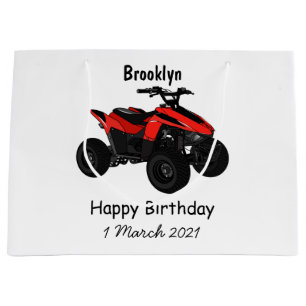 Quad bike atv cartoon illustration large gift bag