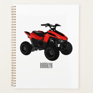 Quad bike atv cartoon illustration planner