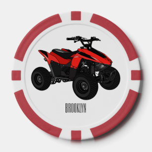 Quad bike atv cartoon illustration  poker chips