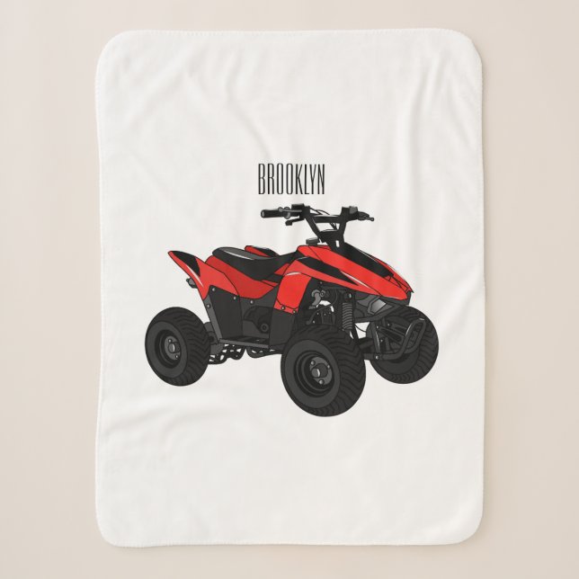 Quad bike atv cartoon illustration sherpa blanket (Front)