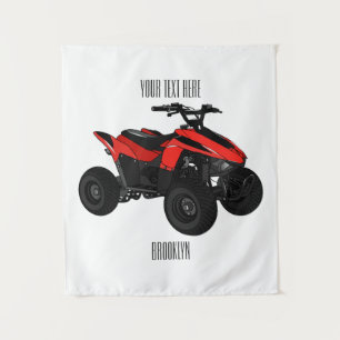 Quad bike atv cartoon illustration tapestry