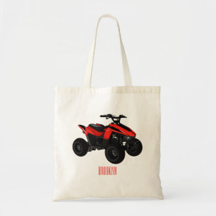 Quad bike atv cartoon illustration tote bag