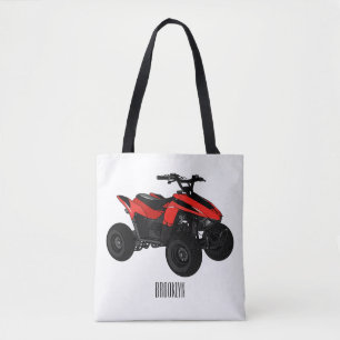 Quad bike atv cartoon illustration tote bag