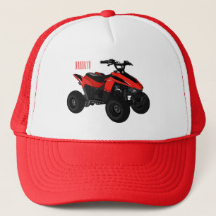 Quad bike atv cartoon illustration trucker hat