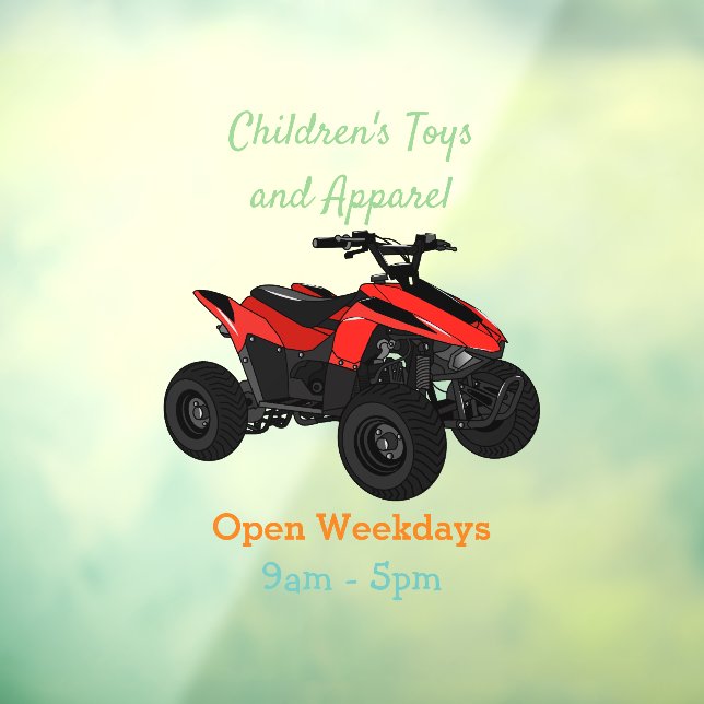 Quad bike atv cartoon illustration window cling (Sheet 3)