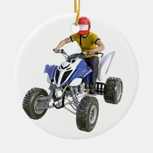 Quad Bike ATV Coming to the Front Ceramic Ornament (Front)