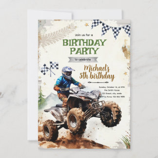 Quad bike birthday Party Invitation