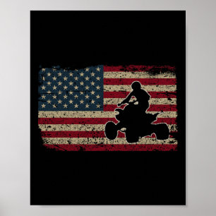 Quad Biker America Flag Gift I Atv Four Wheeler Qu Poster