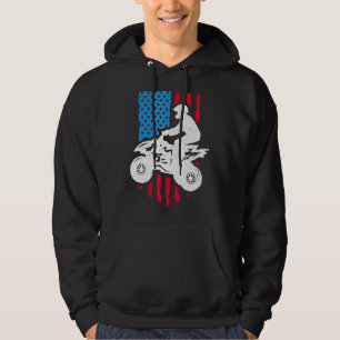 Quad Biker Distressed America Flag Atv Four Wheele Hoodie