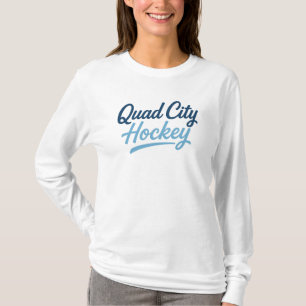 Quad City Hockey Glow Script – Blue Neon Ice Rink T-Shirt