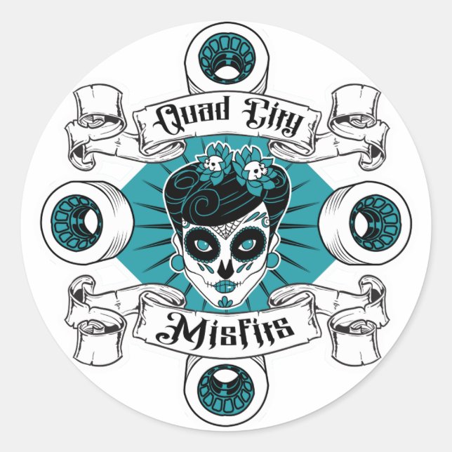 Quad City Misfits round sticker (Front)