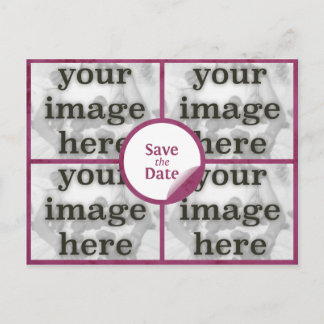Quad Merlot Red Save the Date Postcard