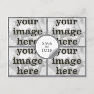 Quad Misty Grey Save the Date Postcard