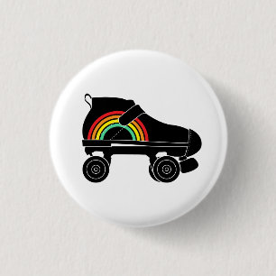 quad roller skate rainbow 1 inch round button