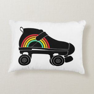 quad roller skate rainbow accent pillow