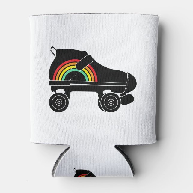 quad roller skate rainbow can cooler (Front)